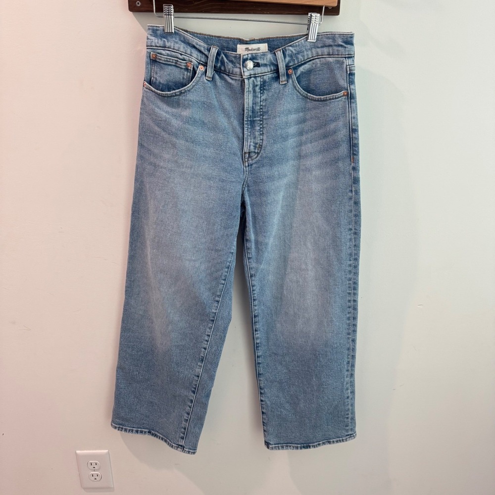 Madewell The Perfect Vintage Wide-Leg Crop Jeans Blue Wash Size 29